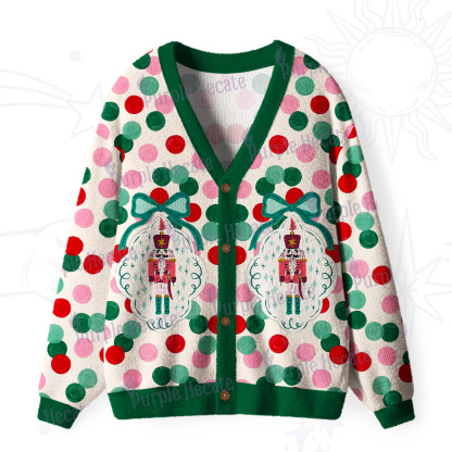 Purplehecate Candy Dot Nutcracker Christmas Ugly Cardigan Sweaters
