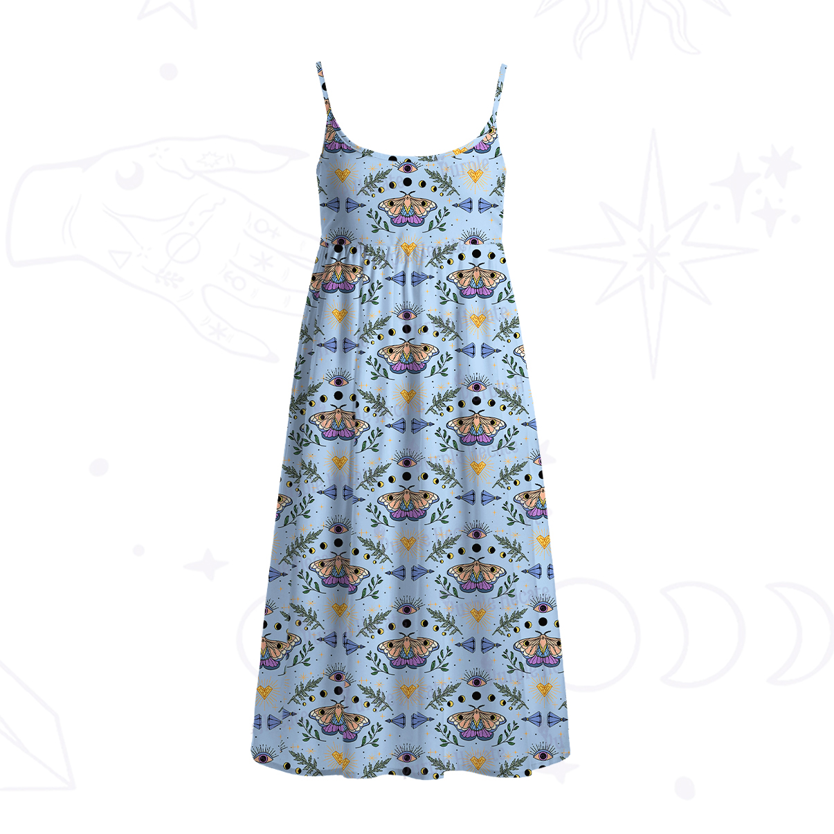 Purplehecate Luna Moth Witch Spaghetti Strap Midi Dress