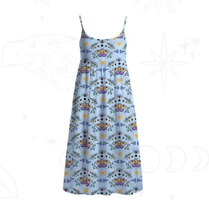 Purplehecate Luna Moth Witch Spaghetti Strap Midi Dress