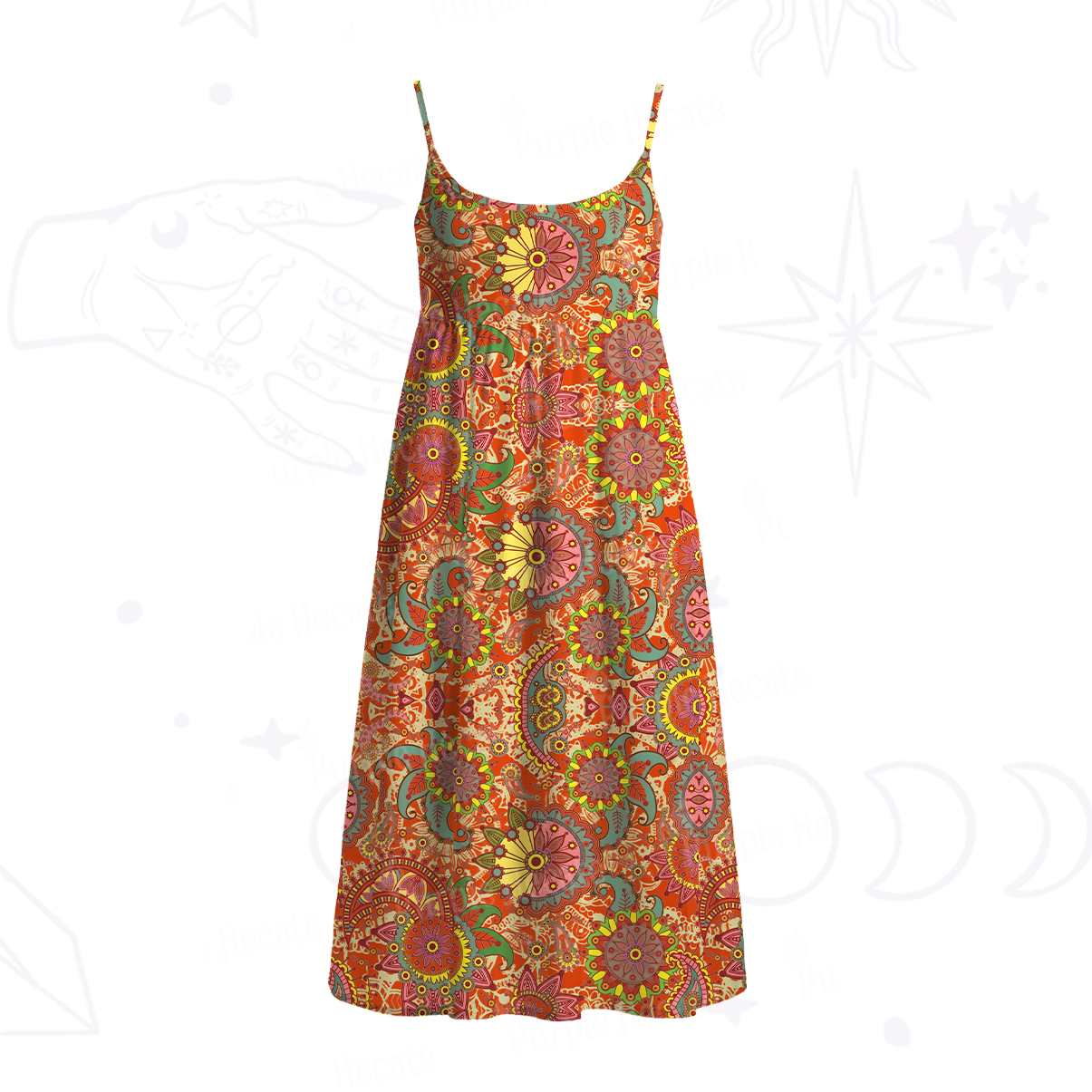 Purplehecate Mandala Dream Spaghetti Strap Midi Dress