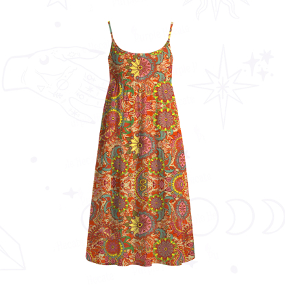 Purplehecate Mandala Dream Spaghetti Strap Midi Dress