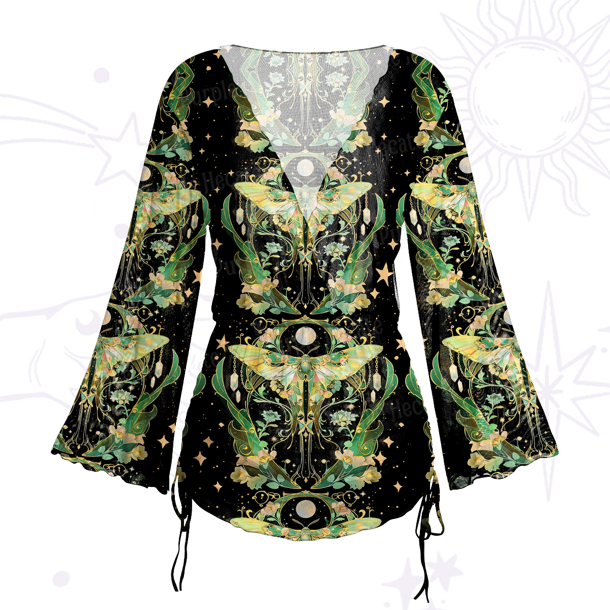 Purplehecate Moon Moth Rave Mesh Cover Up Dress