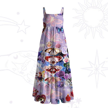 Purplehecate Moth Magic Dreamscape Wide Straps Maxi Dress