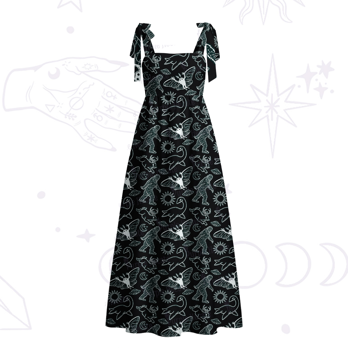 Purplehecate Cryptid Tie Shoulder Maxi Dress