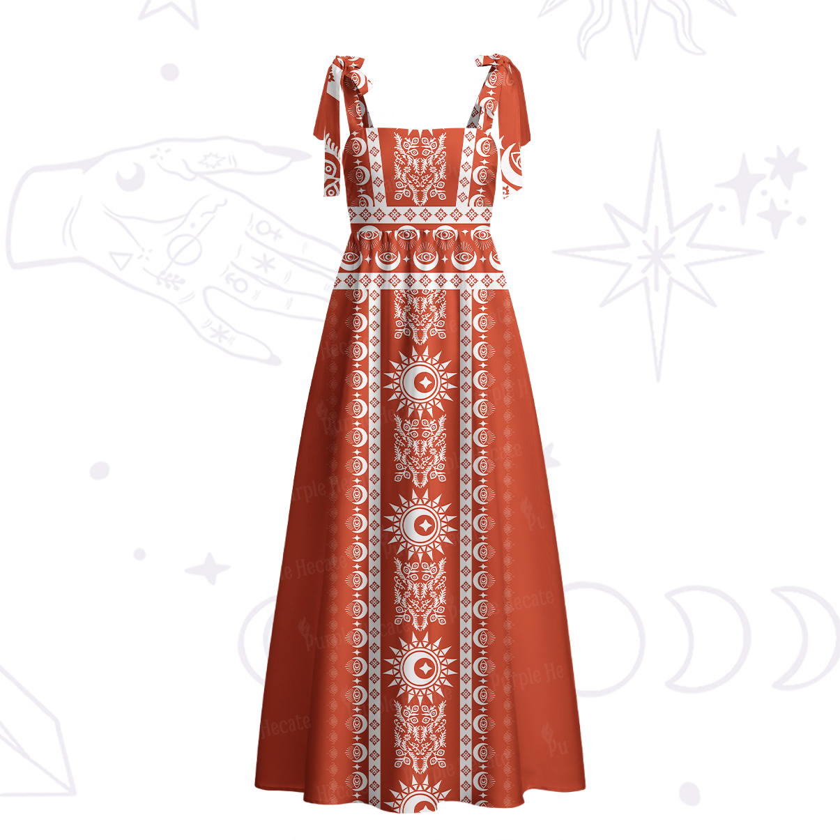 Purplehecate Visionary Sun Tie Shoulder Maxi Dress