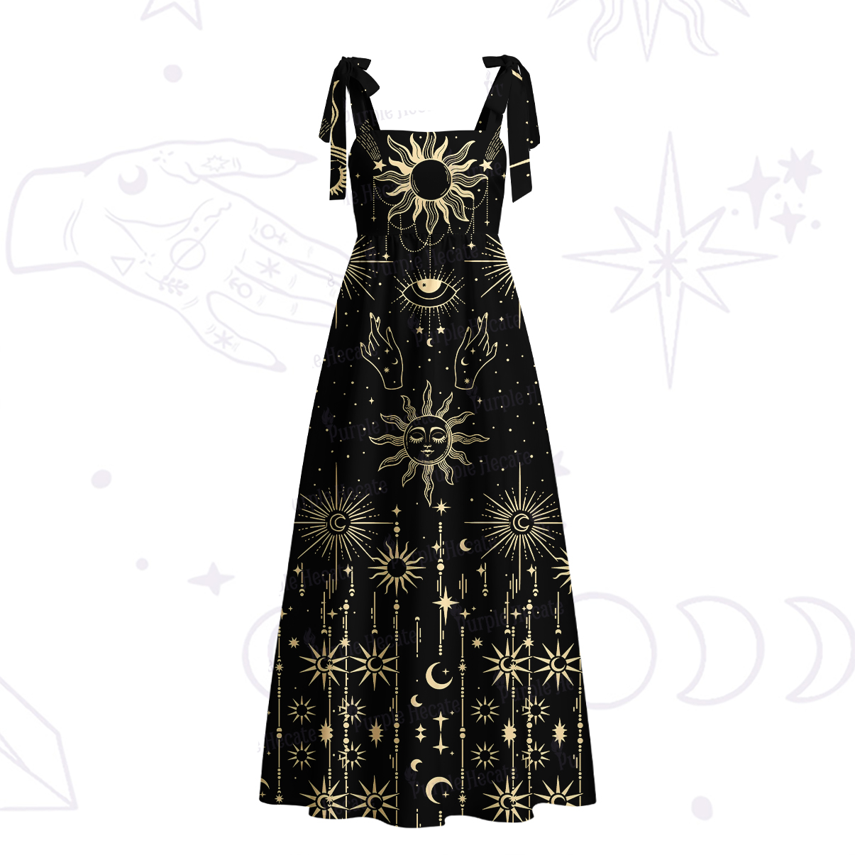 Purplehecate Solar Oracle Tie Shoulder Maxi Dress