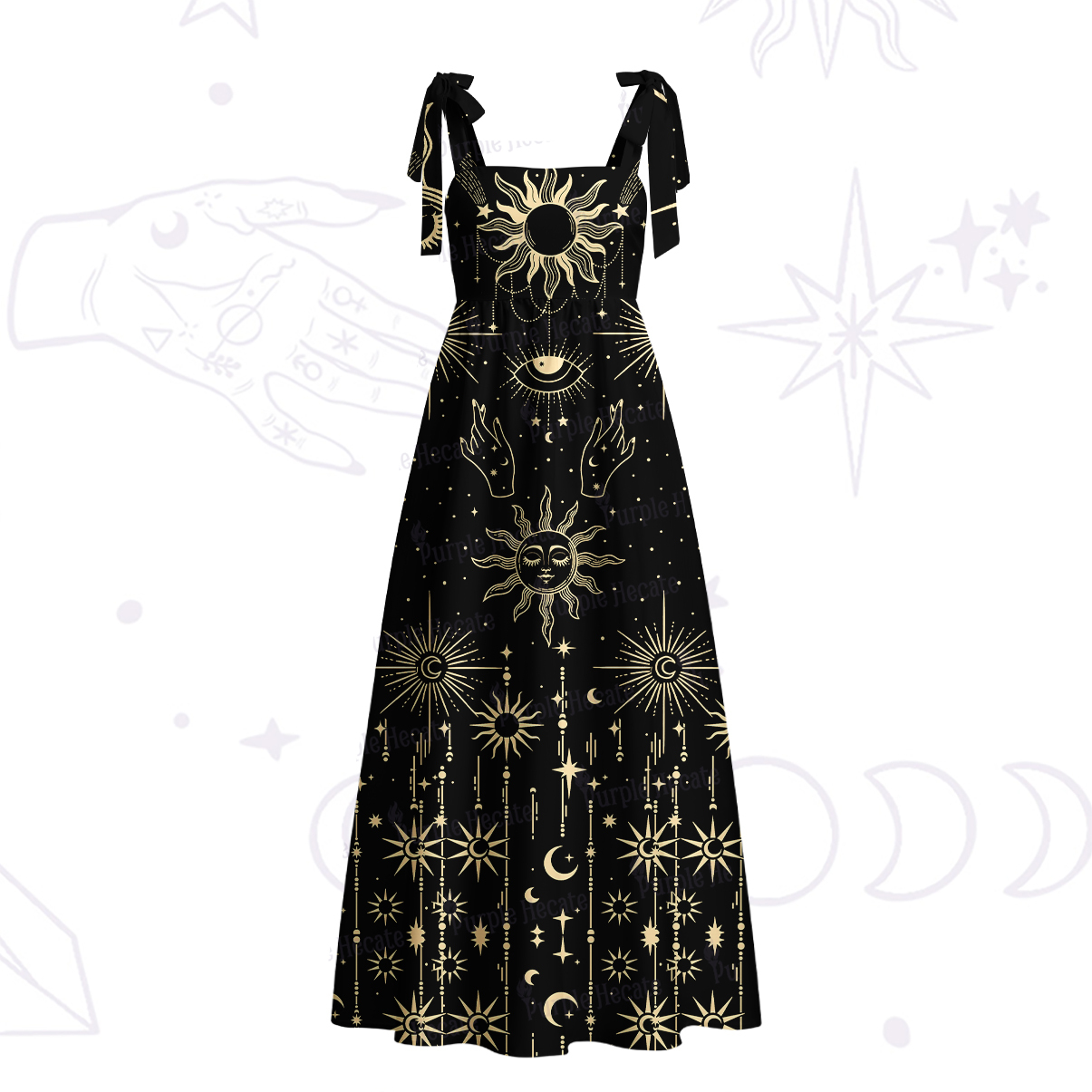 Purplehecate Solar Oracle Tie Shoulder Maxi Dress