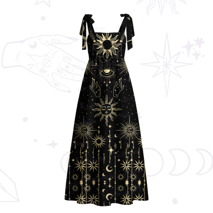 Purplehecate Solar Oracle Tie Shoulder Maxi Dress