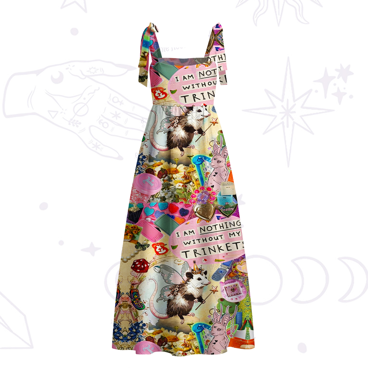 Purplehecate The Opossum Queen's Hoard Tie Shoulder Maxi Dress
