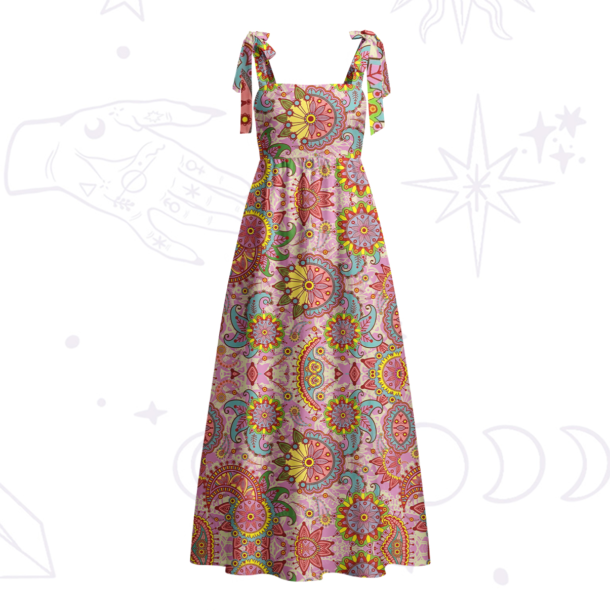 Purplehecate Mandala Dream Tie Shoulder Maxi Dress