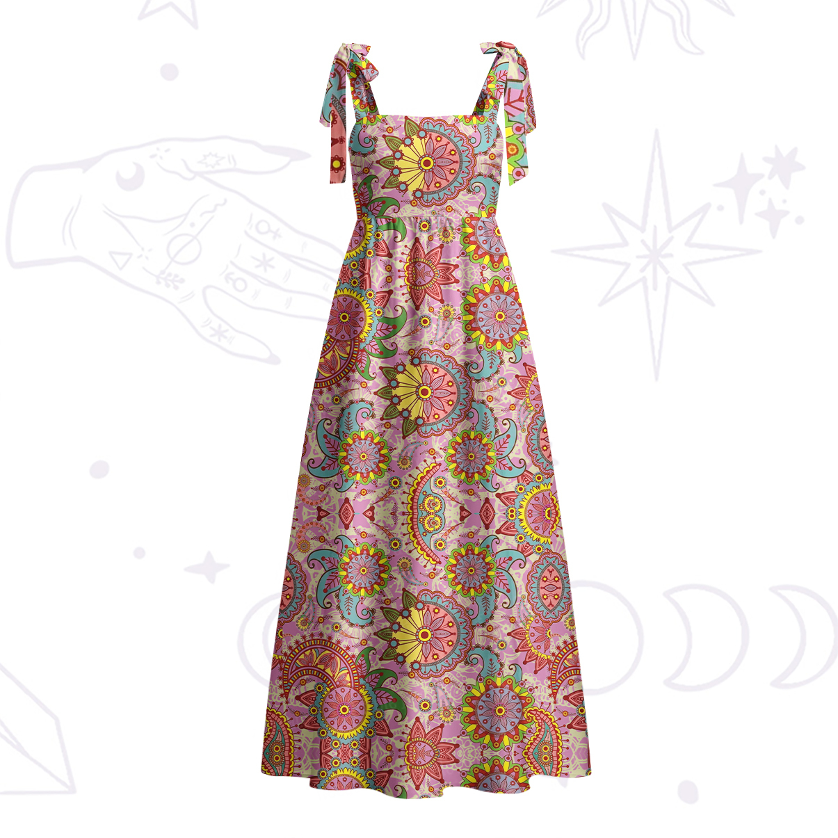 Purplehecate Mandala Dream Tie Shoulder Maxi Dress