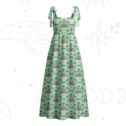 Purplehecate Luna Moth Witch Tie Shoulder Maxi Dress