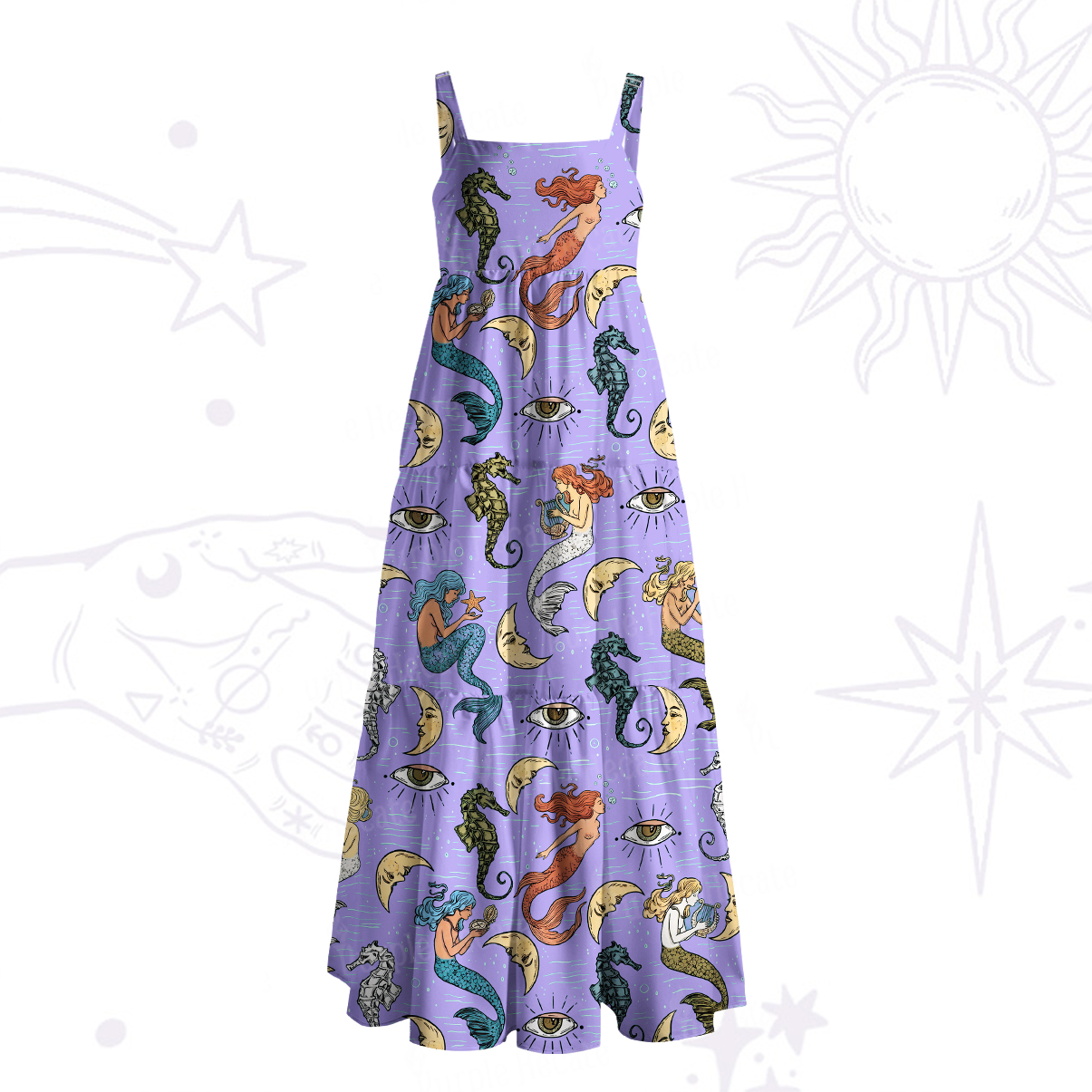 Purplehecate Mermaid Magic Wide Straps Maxi Dress