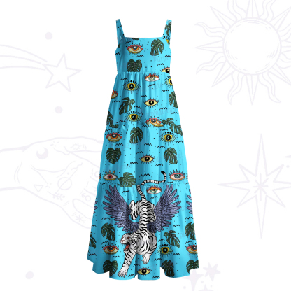 Purplehecate Mystic Jungle Tiger Wide Straps Maxi Dress