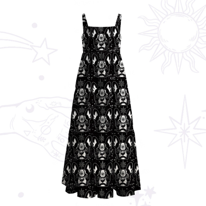 Purplehecate Mystic Boston Terrier Wide Straps Maxi Dress