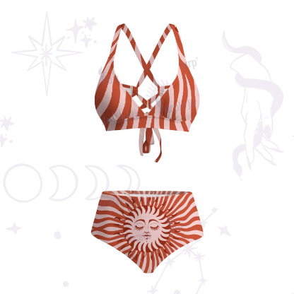 Purplehecate Radiance of the Sun Crisscross Tie-Back Bikini Set