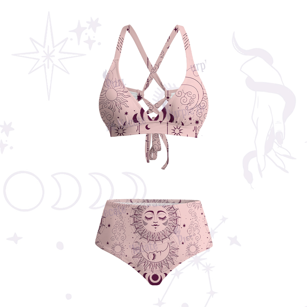 Purplehecate Lunar Eclipse Crisscross Tie-Back Bikini Set
