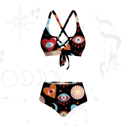Purplehecate The Enchanted Eye of Love Crisscross Tie-Back Bikini Set