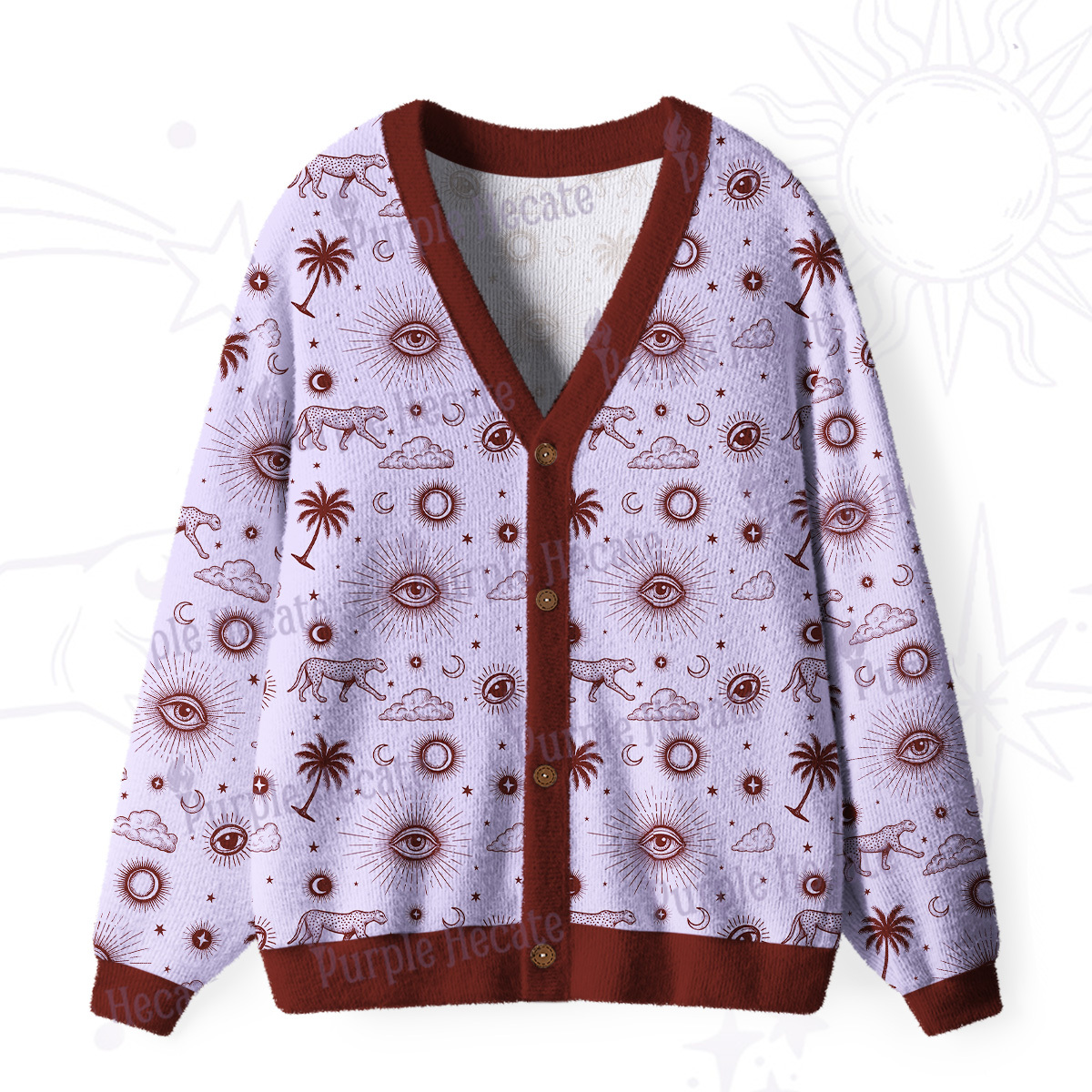 Purplehecate Prehistoric Fantasy Ugly Cardigan Sweaters