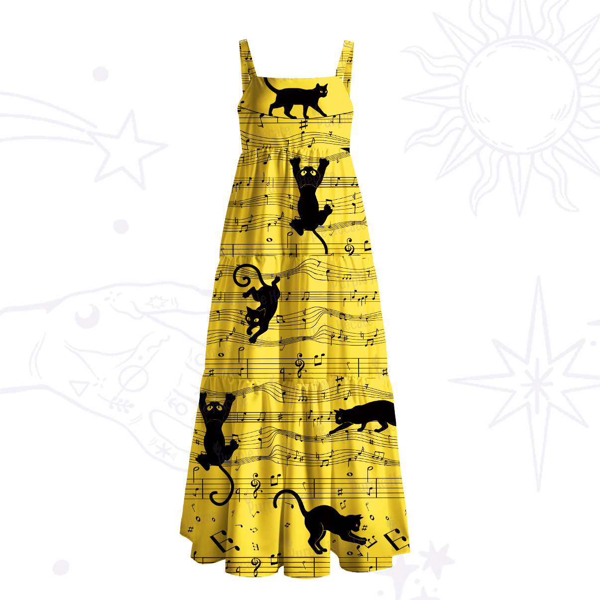 Purplehecate Catwalk Notes Strappy Wide Straps Maxi Dress