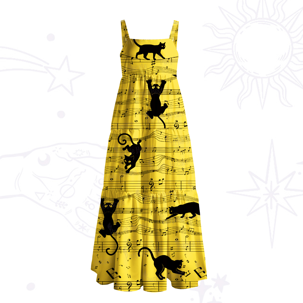 Purplehecate Catwalk Notes Strappy Wide Straps Maxi Dress
