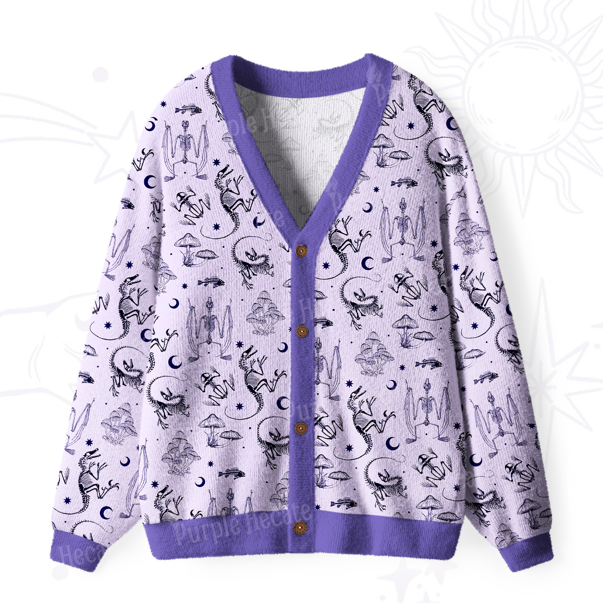 Purplehecate Prehistoric Fantasy Ugly Cardigan Sweaters