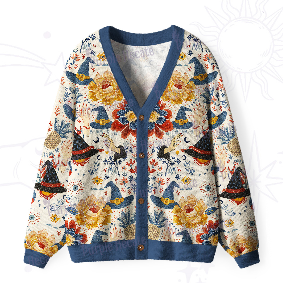 Purplehecate Witching Bloom Ugly Cardigan Sweaters