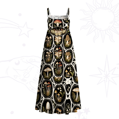 Purplehecate Enchanted Forest Mushroom Specimen Wide Straps Maxi Dress