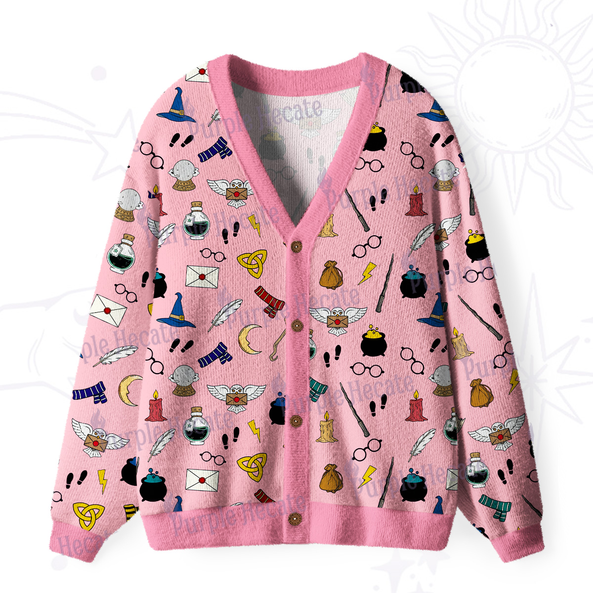 Purplehecate Wizard School Magic Ugly Cardigan Sweaters