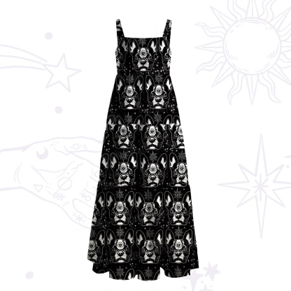 Purplehecate Mystic Boston Terrier Wide Straps Maxi Dress