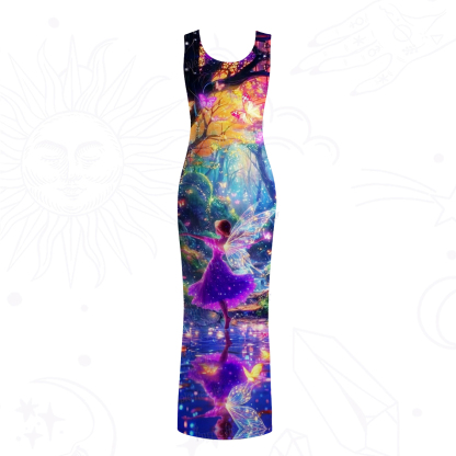 Purplehecate Enchanted Fairy Forest Mesh Maxi Tank Beach Dress