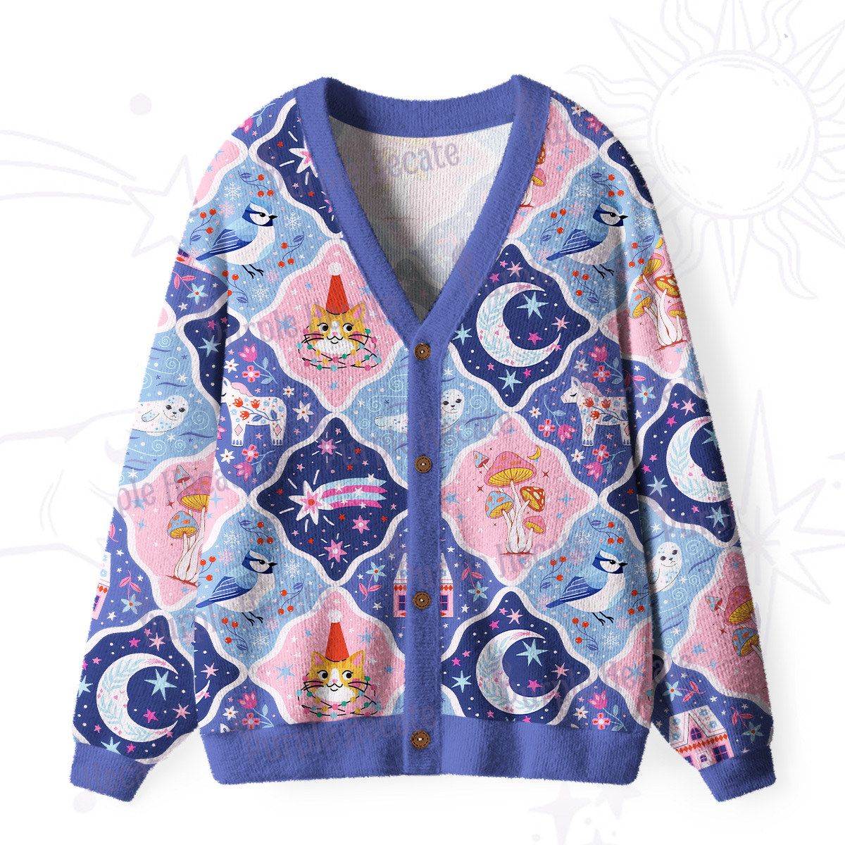 Purplehecate Dreamy Moonlight Fairy Tale Ugly Cardigan Sweaters