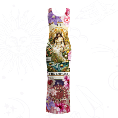 Purplehecate Divine Empress Tarot Collage Mesh Maxi Tank Beach Dress