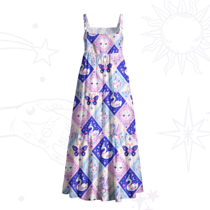 [Copy]Purplehecate Solar Bloom Sacred Heart Wide Straps Maxi Dress