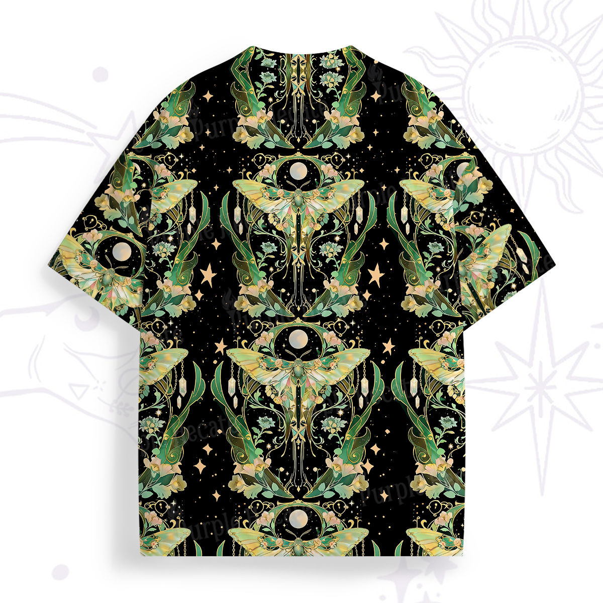 Purplehecate Moon Moth Rave All Over Print T-Shirt
