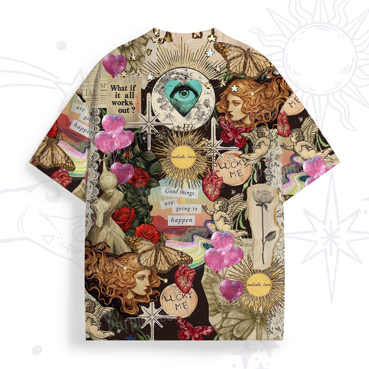 Purplehecate Lucky Me Sacred Heart Eye All Over Print T-Shirt