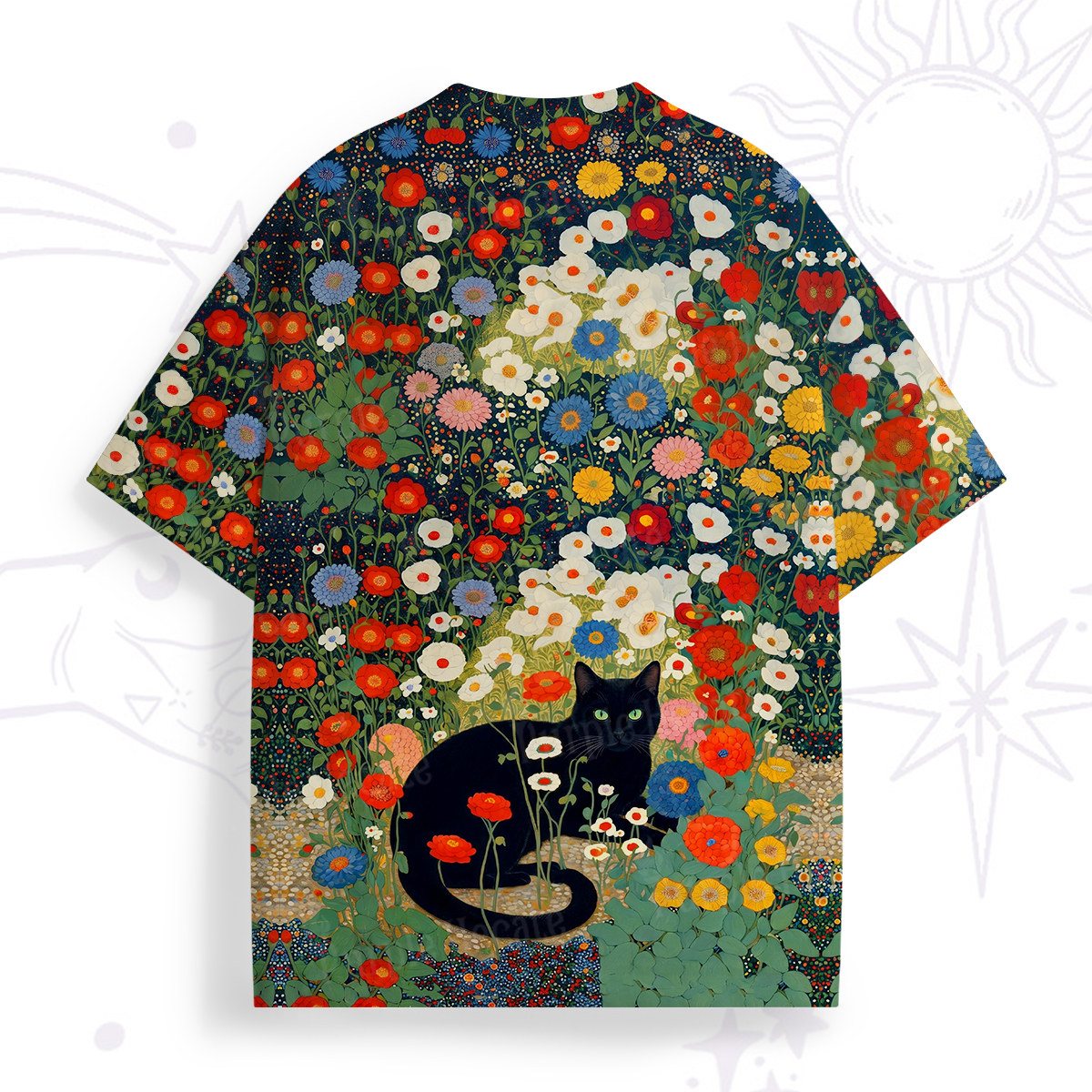 Purplehecate Vintage The Cat in Bloom All Over Print T-Shirt