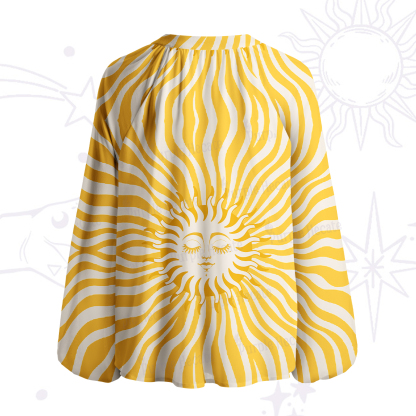 Purplehecate Radiance of the Sun Split Neck Tie Blouse