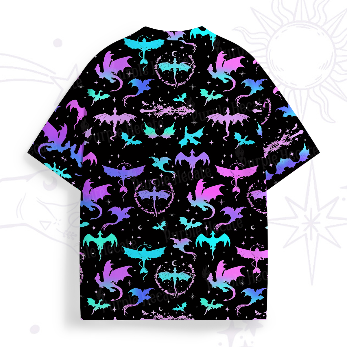 Purplehecate Neon Fantasy Dragon Allover All Over Print T-Shirt