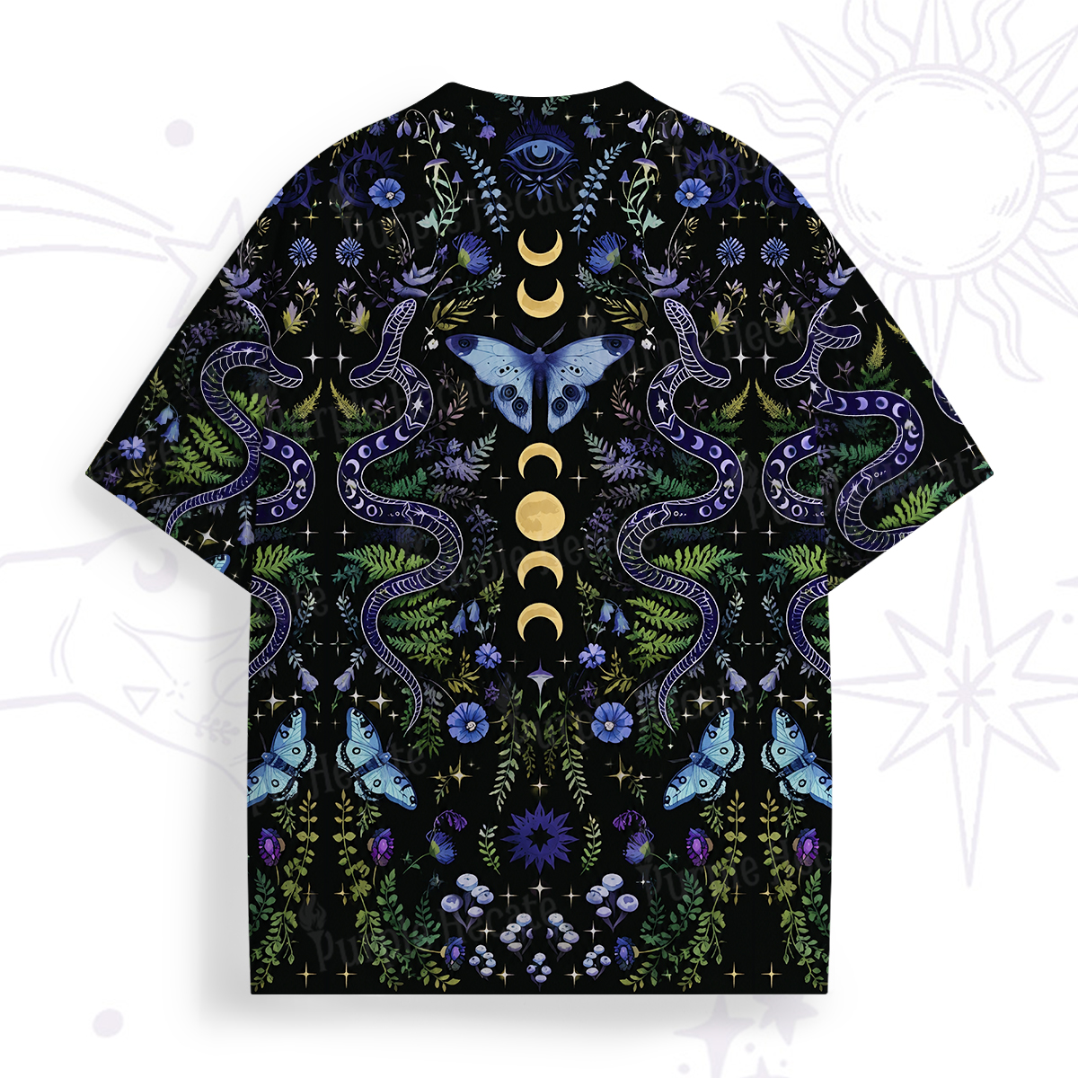 Purplehecate Moon Moth Witchery All Over Print T-Shirt
