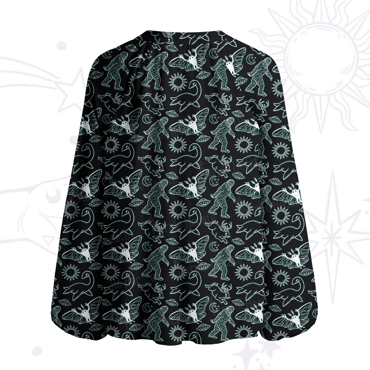 Purplehecate Cryptid Split Neck Tie Blouse