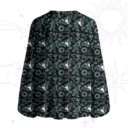 Purplehecate Cryptid Split Neck Tie Blouse