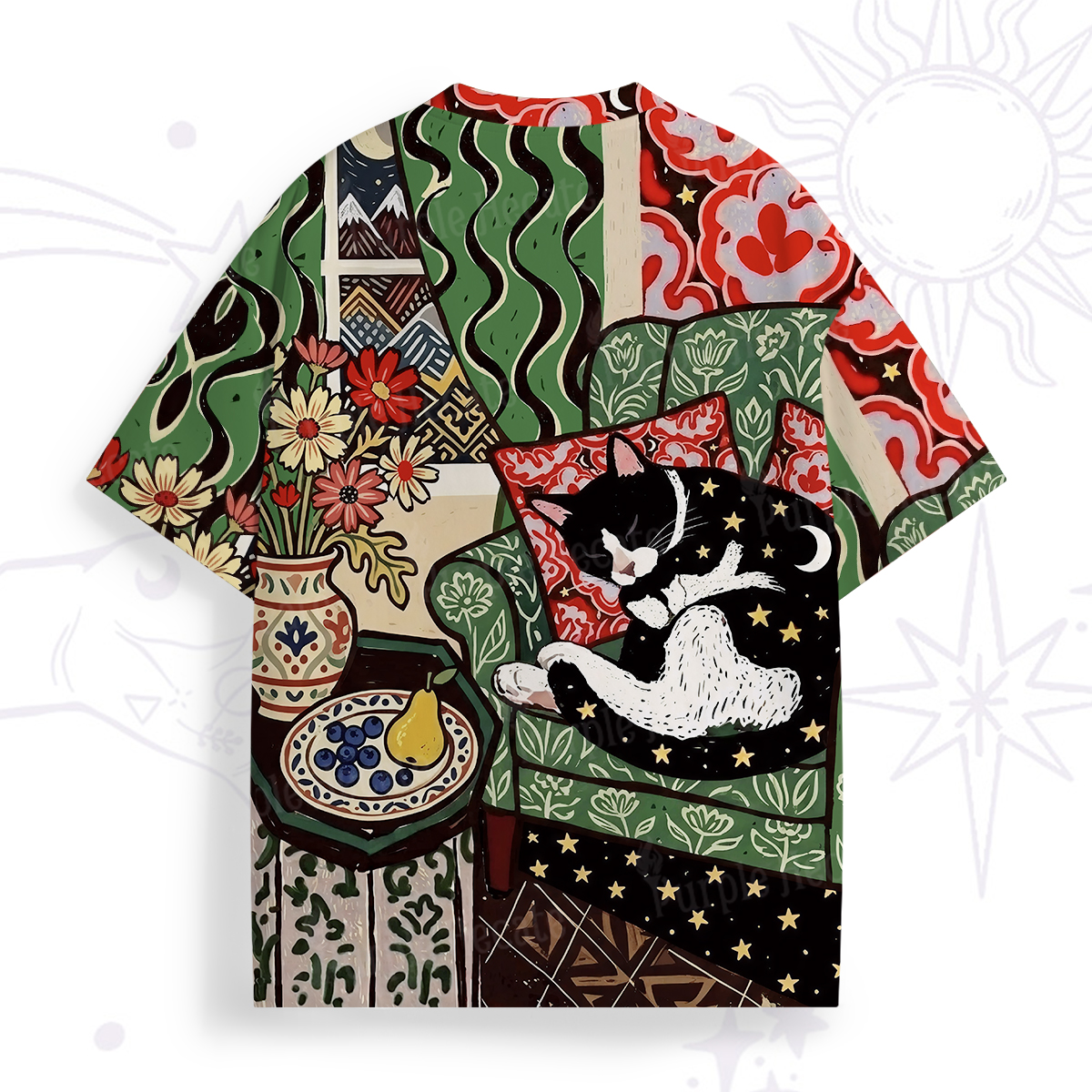Purplehecate Nap Time Lazy Kitty All Over Print T-Shirt