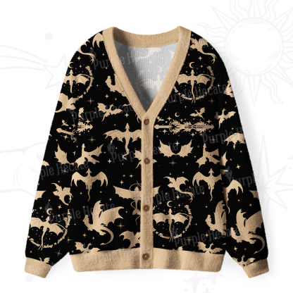 Purplehecate Fantasy Dragon Allover Ugly Cardigan Sweaters
