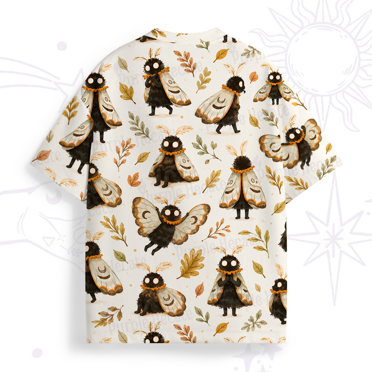 Purplehecate Whimsical Woodland Moths All Over Print T-Shirt