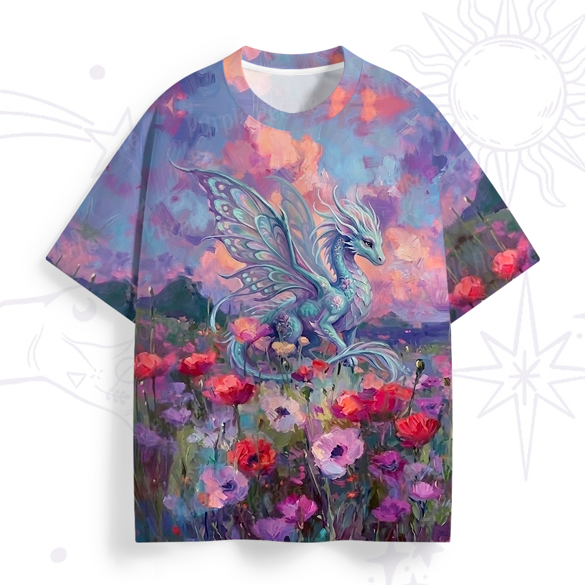 Purplehecate Enchanted Wildflower Dragon Garden All Over Print T-Shirt
