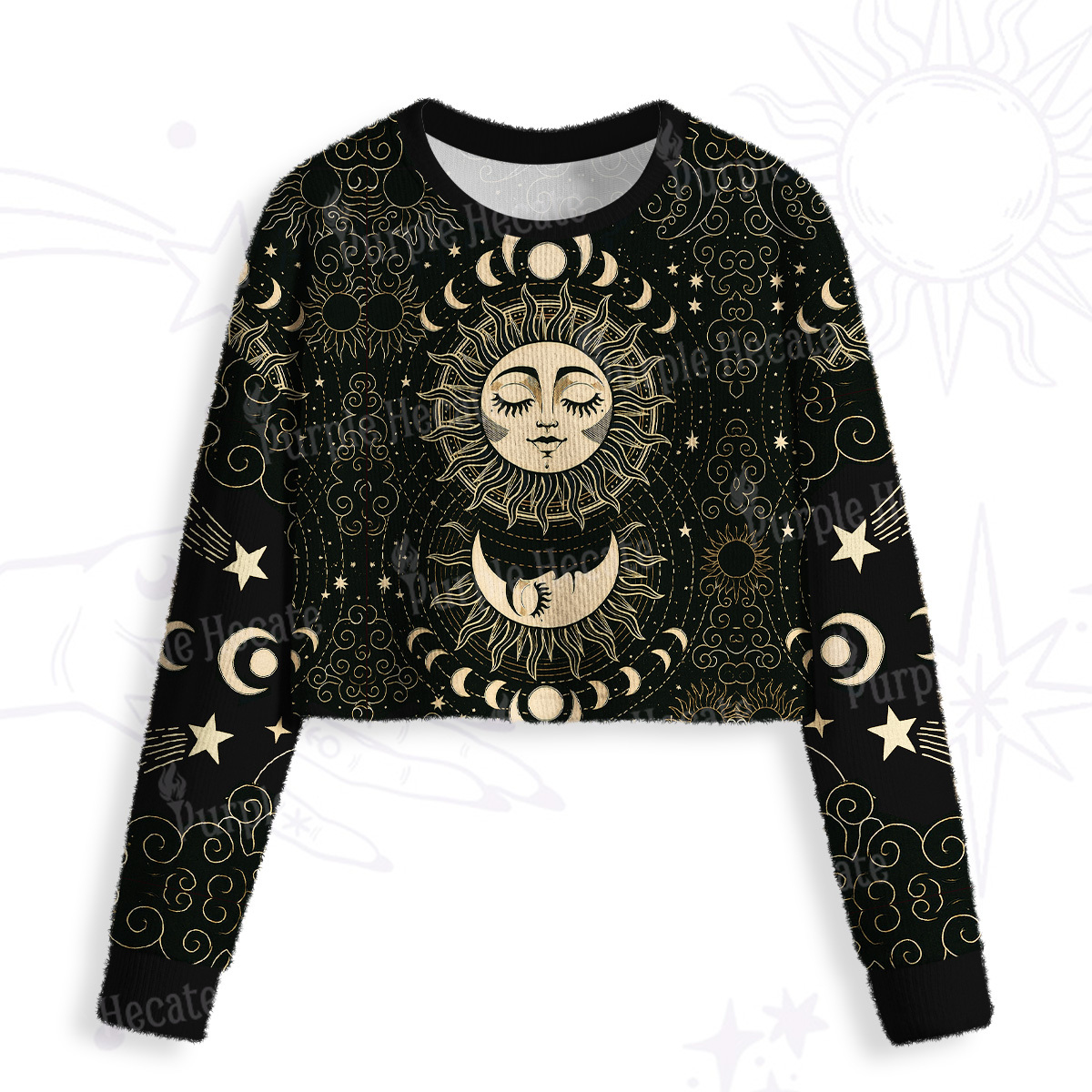 Purplehecate Lunar Eclipse Crop Fuzzy Ugly Sweatshirt