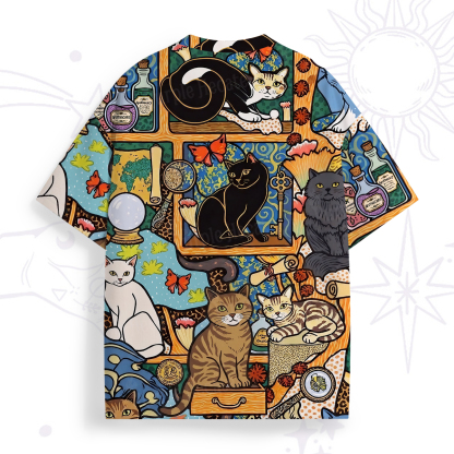 Purplehecate Witchy Curiosity Cabinet Cats All Over Print T-Shirt