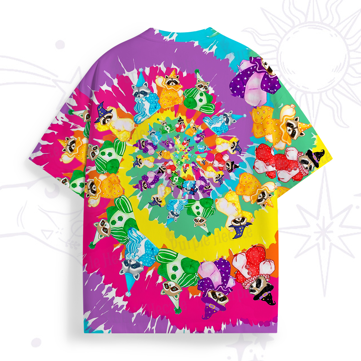 Purplehecate Rainbow Kaleidoscope Raccoon All Over Print T-Shirt