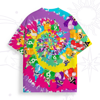 Purplehecate Rainbow Kaleidoscope Raccoon All Over Print T-Shirt
